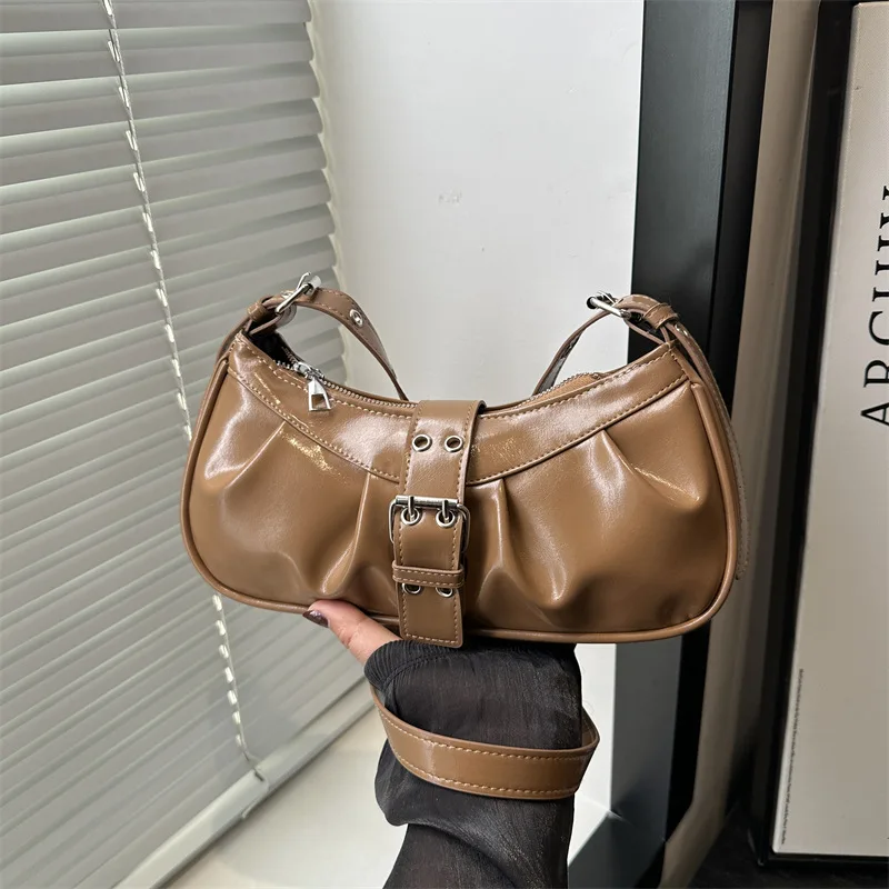 

Biker Style Underarm Bag Studded Strap Shoulder Purse for Women Edgy Crossbody Tote Fashion Day Night Bag Chic Top Handle Bag​