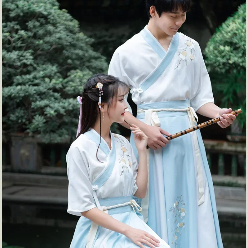 Couple Men Women Chinese Style ханьфу Summer Improved Super Fairy Ancient Costume Fairy Ancient Style Waist Skirt Top Hanfu Set