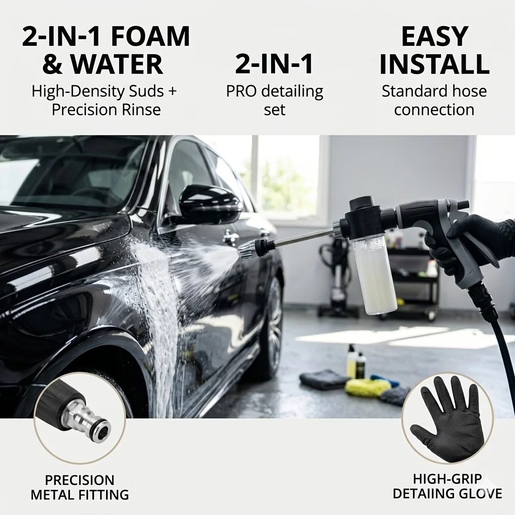 1set High-Pressure Car Wash Gun With Extended Wand Leak-Proof Seal Multi-Stage Adjustable Spray For Garden Cleaning Maintenance