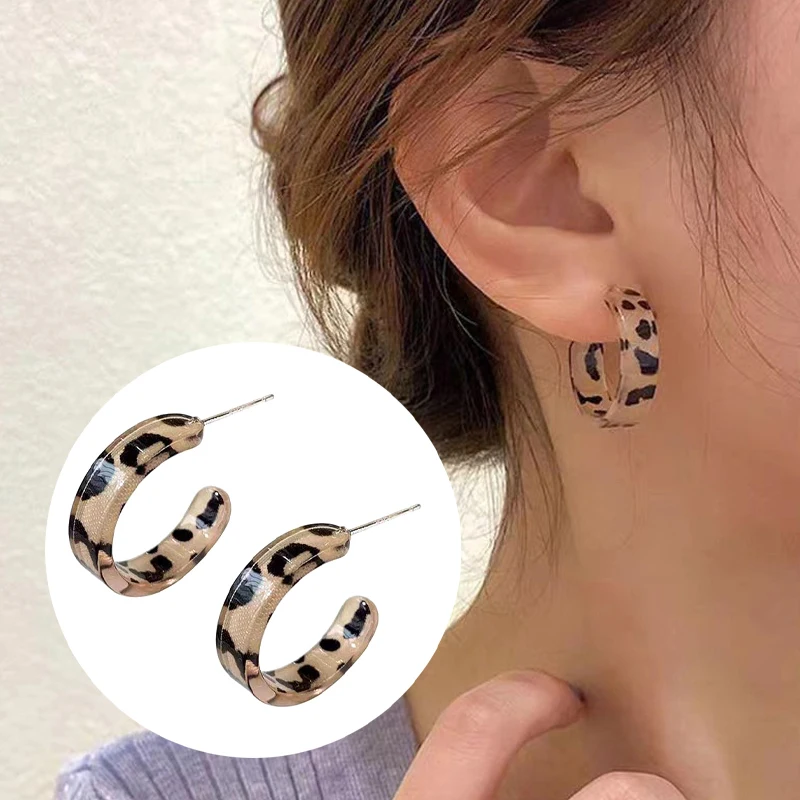 1 Paar Statement Minimalistische Oorringen Voor Dames Meisjes Retro Veelzijdige Luipaard Geometrische Oorbellen Sieraden Accessoires Geschenken