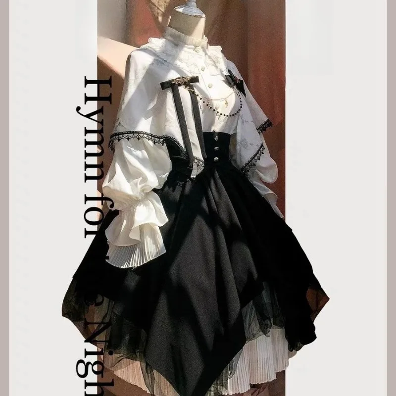 

Japanese Lantern-sleeved Shirt SK Skirt Punk Suit for Women Fairy Grunge Cosplay Outfits Harajuku Y2k Gothic Lolita Dress 2026