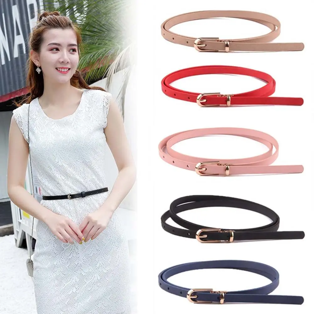 Simple élégant femme mode mince ceinture robe sangle Pu cuir ceinture taille ceintures