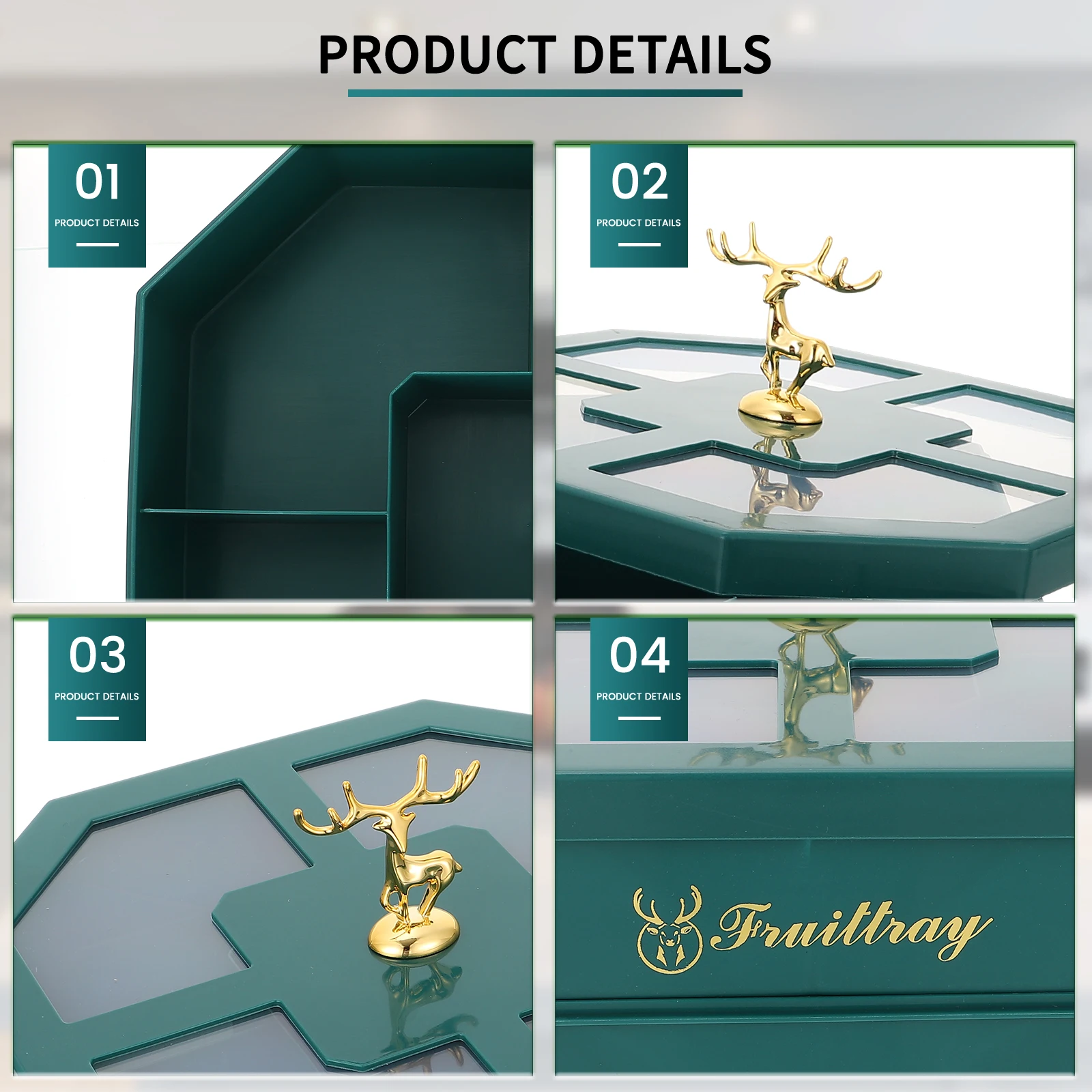 

Double Layer Dried Fruit Box Classified Storage Tray Snack Platter Environmentally Friendly Container Divided Nut Pp