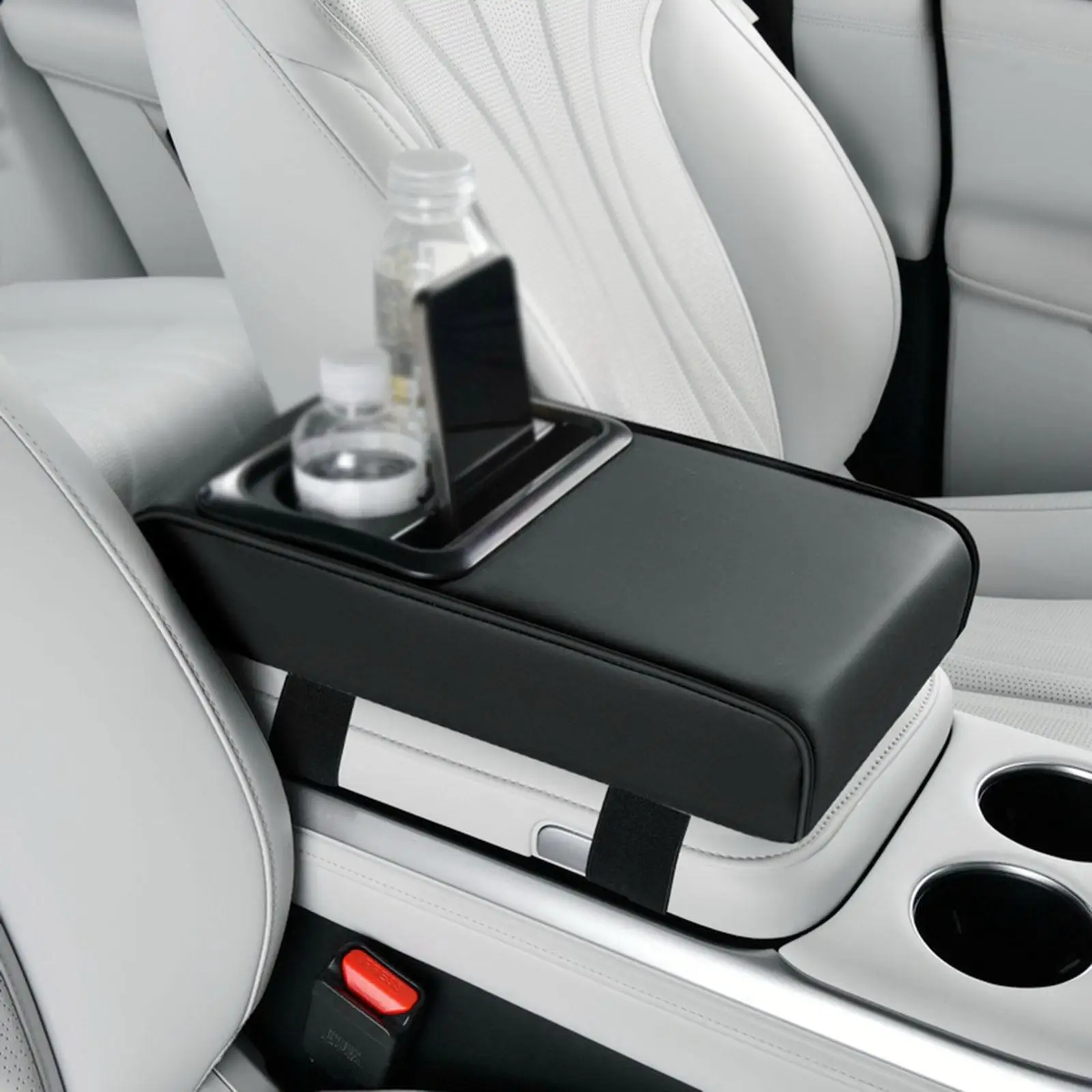 Car Armrest Cover Black Leather Sponge Center Console Cushion Organizer Repair Accessories for Car Seat Protection Mat