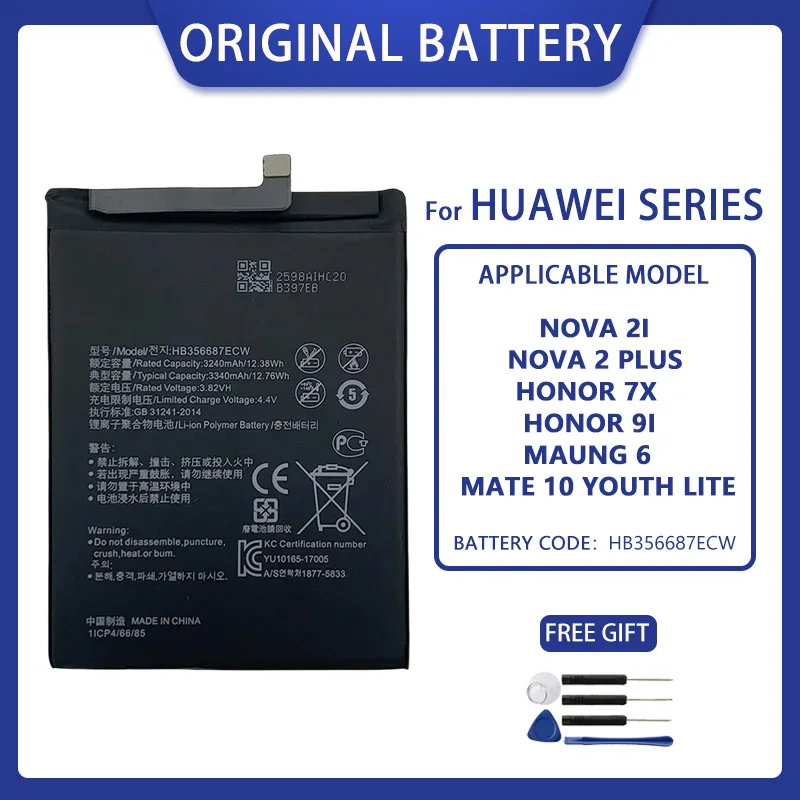 Orginal HB356687ECW Battery For Huawei Nova 2 Plus 2i 2S 3i 4e P30 Lite Mate SE G10 Mate 10 Lite Honor 7X 9i Maimang 6 Batteries