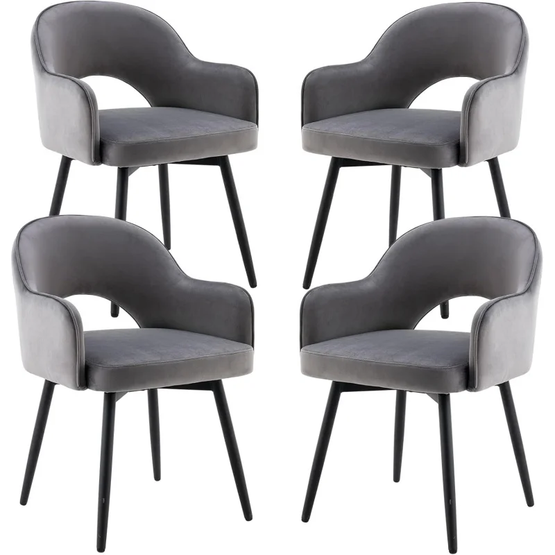 

QDUOMAY Swivel Dining Set of 4,Velvet Upholstered Side Modern Accent Guest Home Office Desk Chair with No Whee