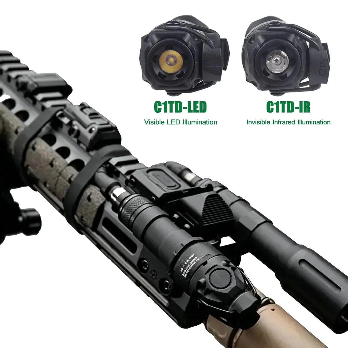 KIJI K1 K1-3 Tactical Adjustable Scout Light Hunting K10 IR LED Flashlight 850nm Illumination Helmet Light Mount Picatinny Rail