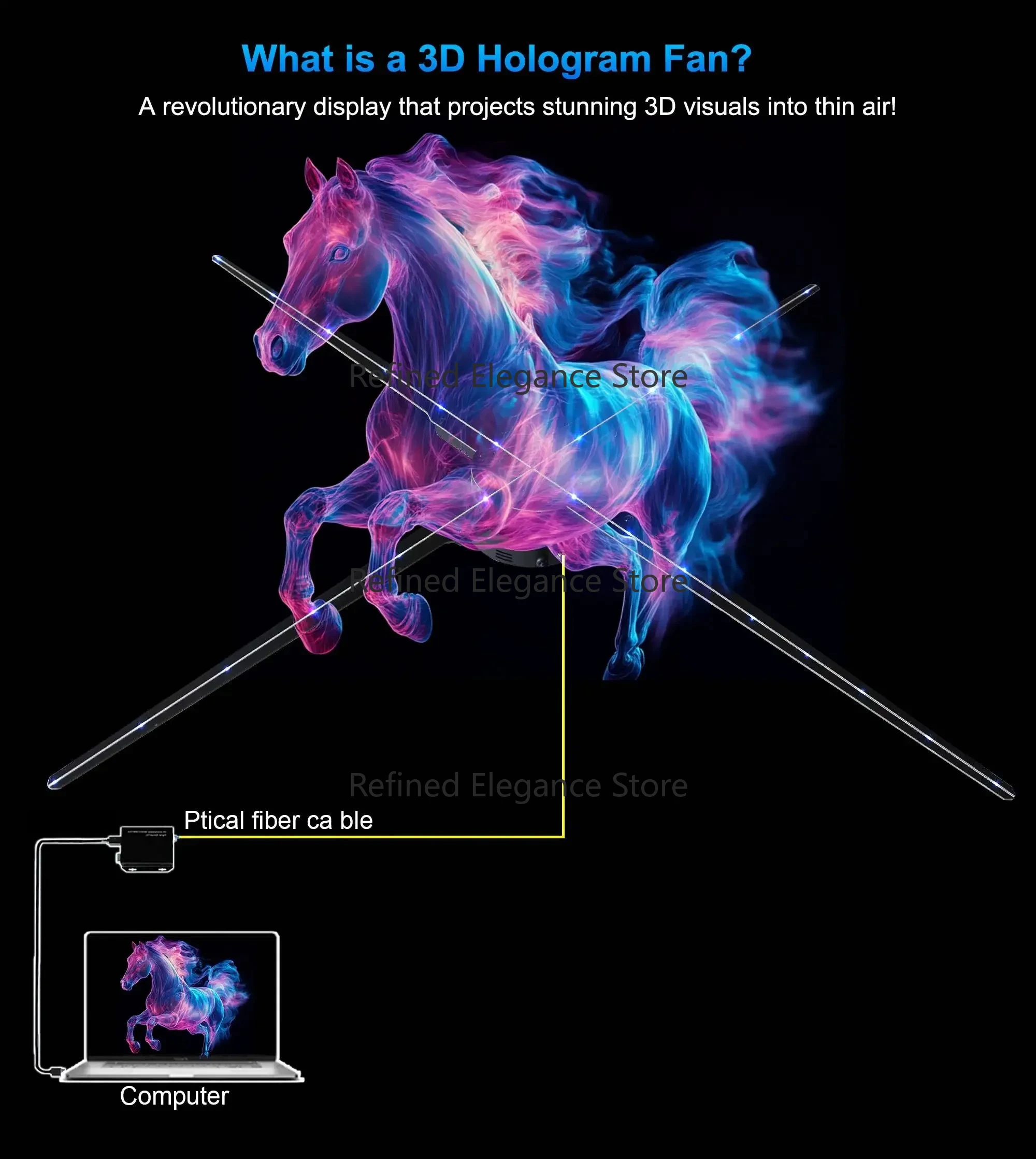 100cm 3D Hologram Display Fan with Computer Connection Interactive Marketing Solution High-Quality Graphics for Business