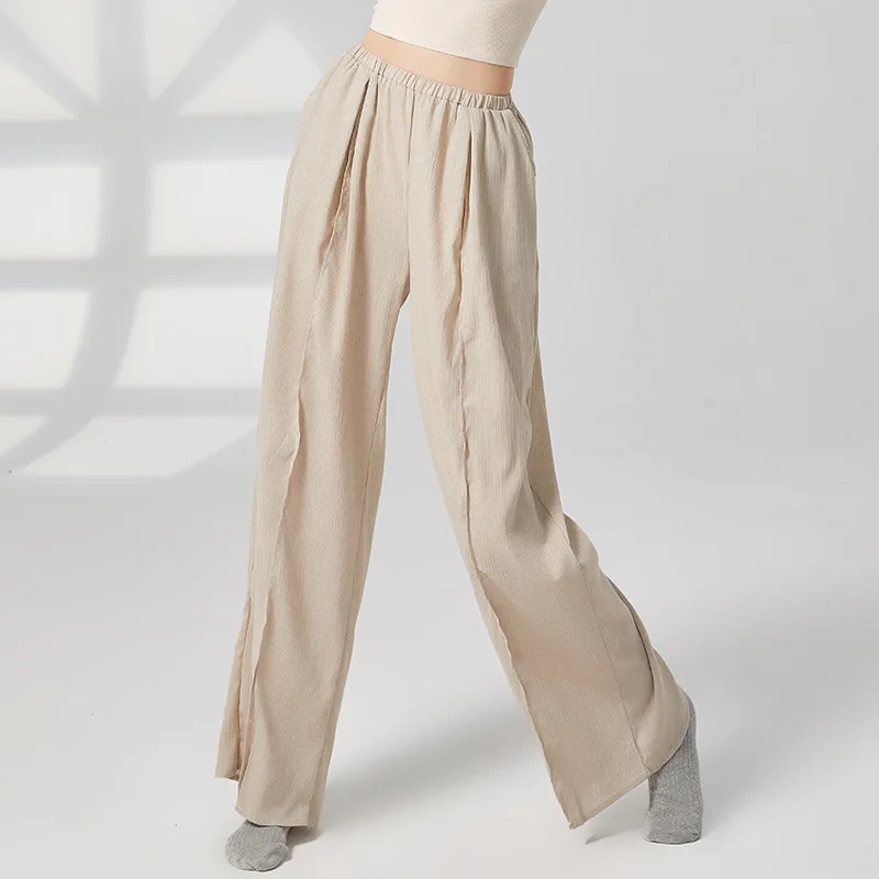 Pantaloni da danza moderna, abiti da pratica, abiti da danza classica, pantaloni dritti a gamba larga da donna, danza cinese