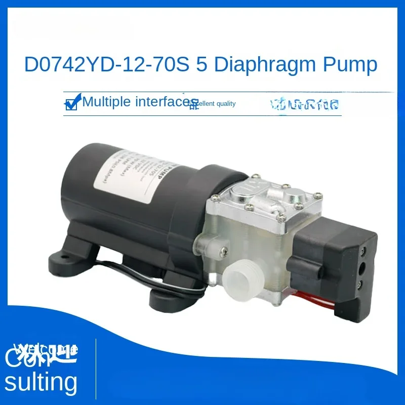 D0742YD Electric wine pump 70w diaphragm pump 7L/MIN flow 1.5m suction 12/24V pipeline pressure test pump