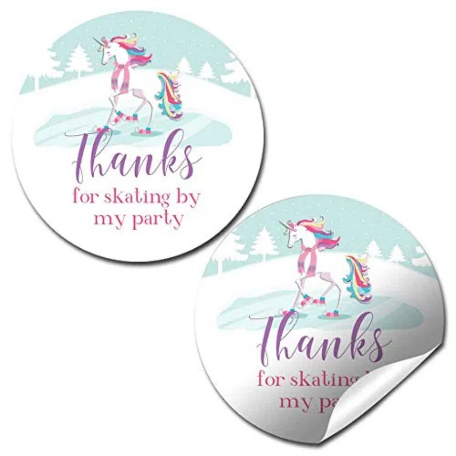 

Themed Thank You Sticker Labels for Girls, 40 2" Party Circle Stickers by AmandaCreation, Great for Party Favors, Envelope Seal