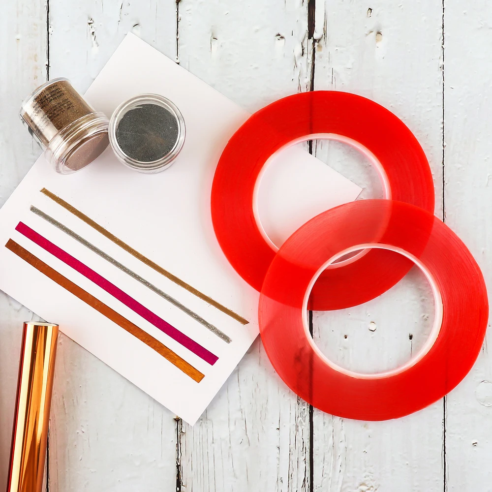 3mm 6mm Double Sided Red Line Tape Heat Resistant Super Sticky Adhesive Roll Tape DIY Scrapbooking Glitter Shaker Card Making
