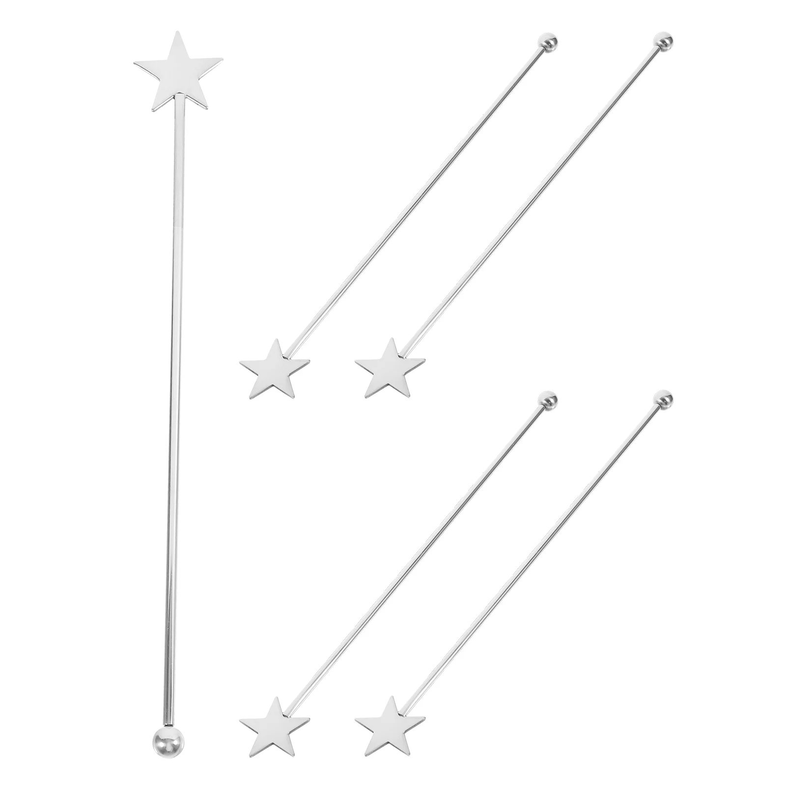 

5 Pcs Round Barware Decoration Stick Cocktail Drinks Skewers 304 Stainless Steel Candy Stir Sticks