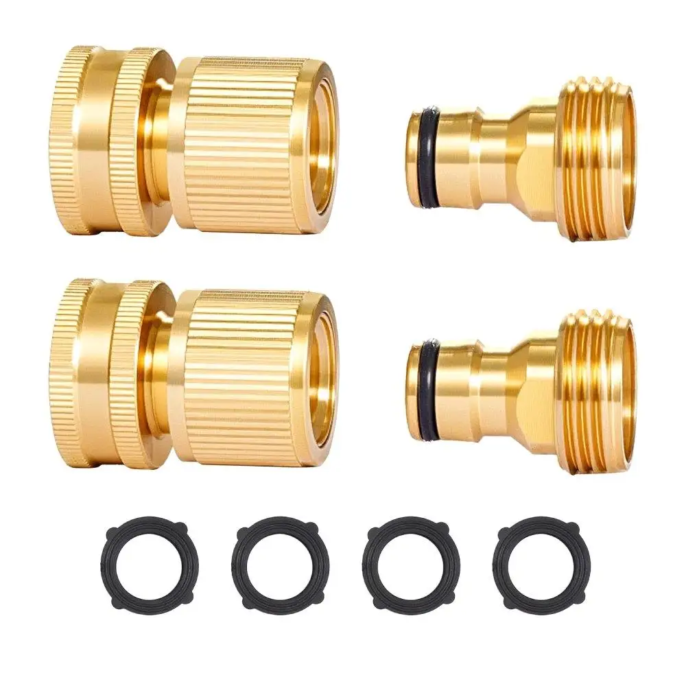 

2 Set 34 Inch Brass Garden Hose Quick Connect Fittings Male Female Water Hose Accessories