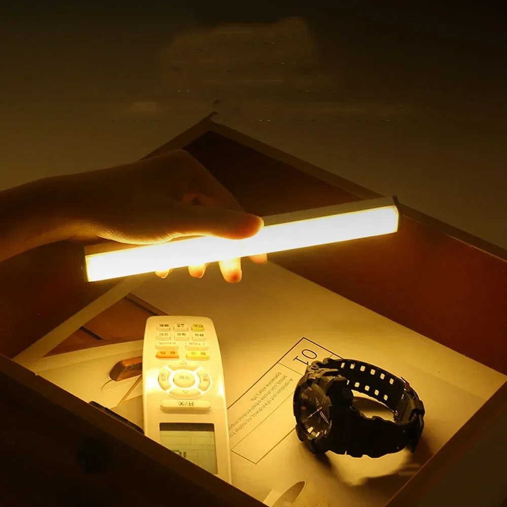 Night Lamp With Motion Sensor Usb Rechargeable Wireless LED Magnetic Light Strip For Bedroom Kitchen Bedside Cabinet Lights