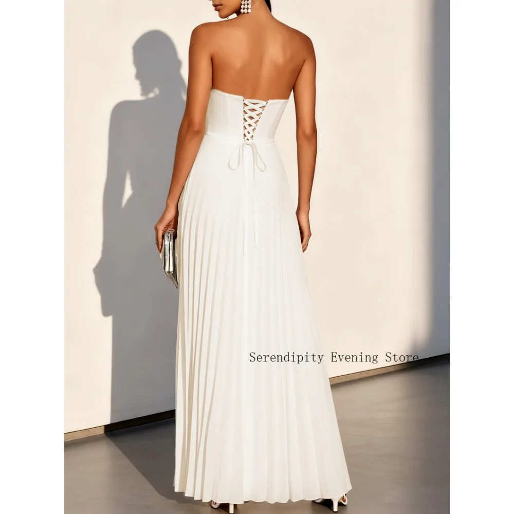 Customized White Pleated Mother of Birde Dresses 2026 for Women Wedding Strapless A-Line Evening Dress Ruched Prom Party Gowns image 3