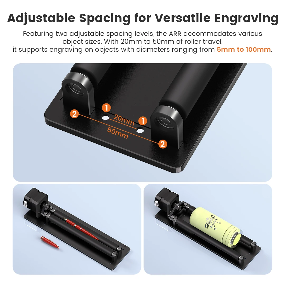 Rouleau rotatif à axe Y AlgoLaser ARR 360 °   Rotation pour graveur Laser 95%, accessoires universels pour graver des objets cylindriques