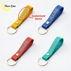 Customized PU Leather Keychain Business Gifts Leather Key Chain For Women Gifts Car Key Strap Waist Wallet Keychains Keyrings