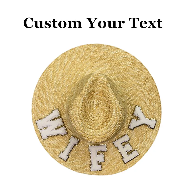 

Custom Monogram Customized Natural Straw Hat Bachelorette Party Sun Hats