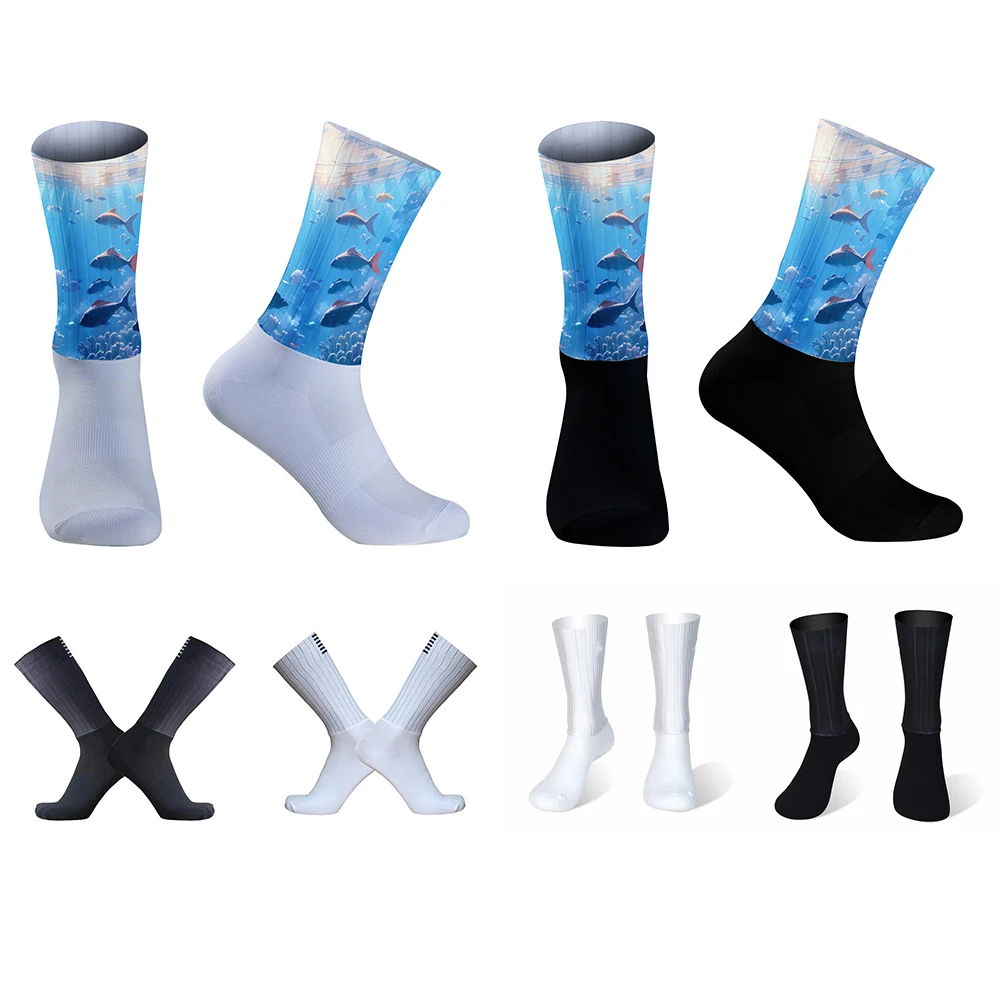 Cycling Anti Socks Men Sport Running Bike Socks 2024 New Summer Bicycle Silicone Socks