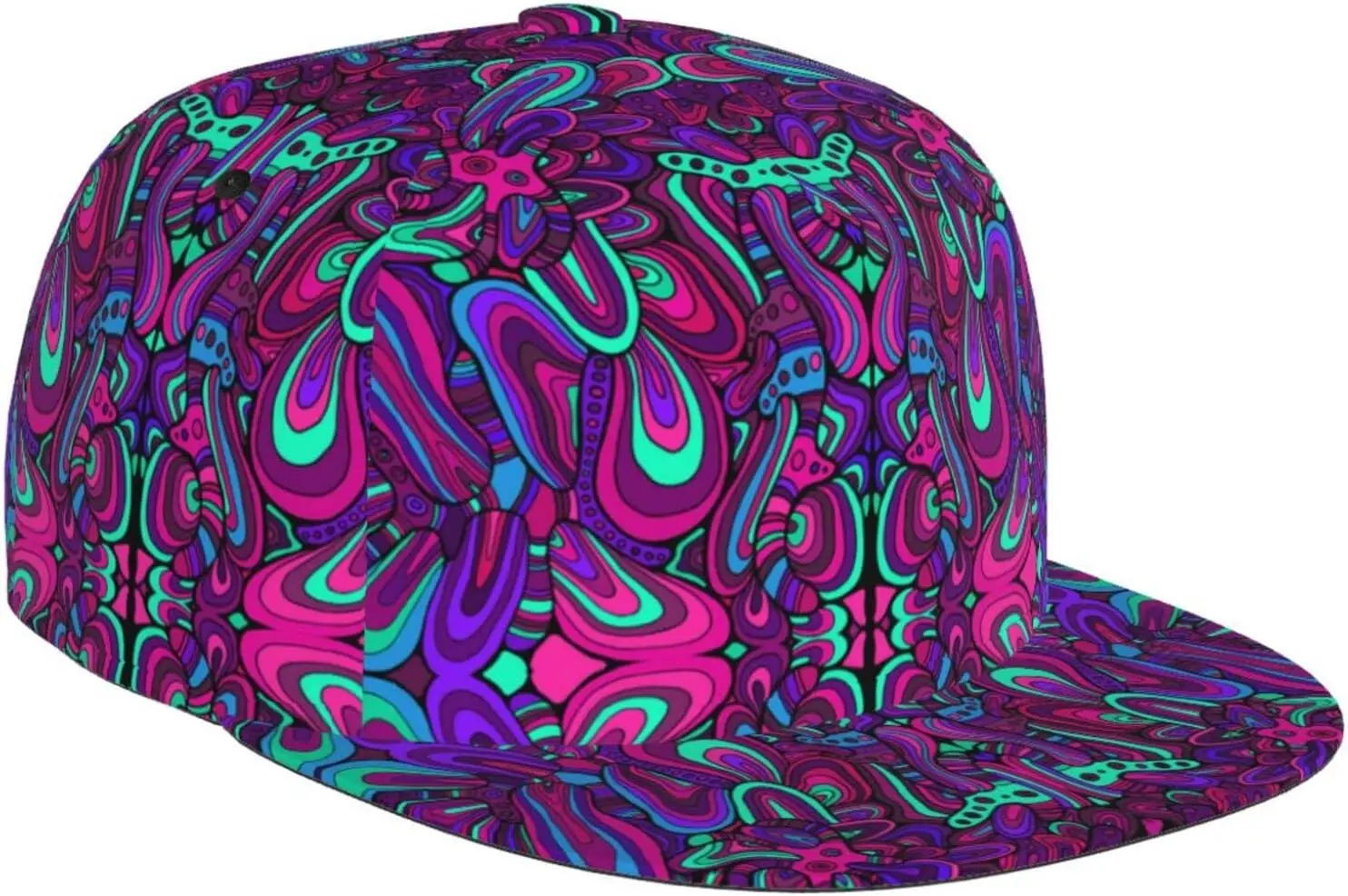 Rainbow Tie Dye Adjustable Snapback Hat for Men Women Unisex Trippy Hip Hop Baseball Cap Flat Bill Brim Dad Hats