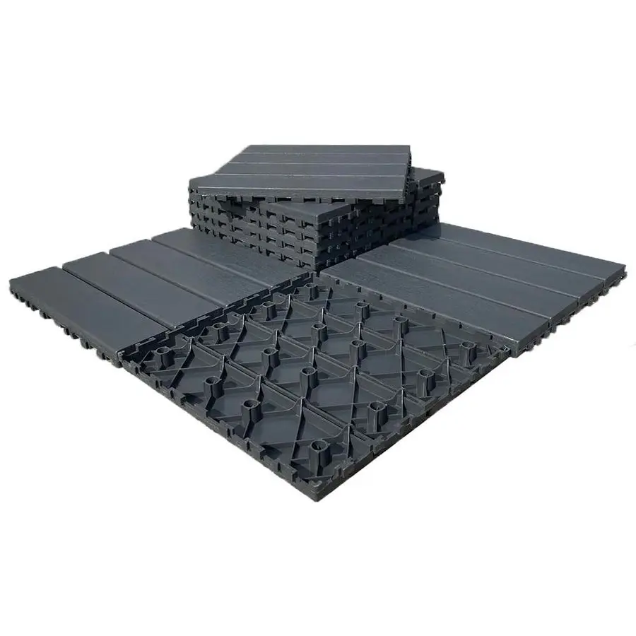 

sq. ft Plastic Interlocking Deck Tiles,9 PCS Patio Tiles,12x1230 x 30cm Waterproof Outdoor Flooring All Weather Use, Floor Decki