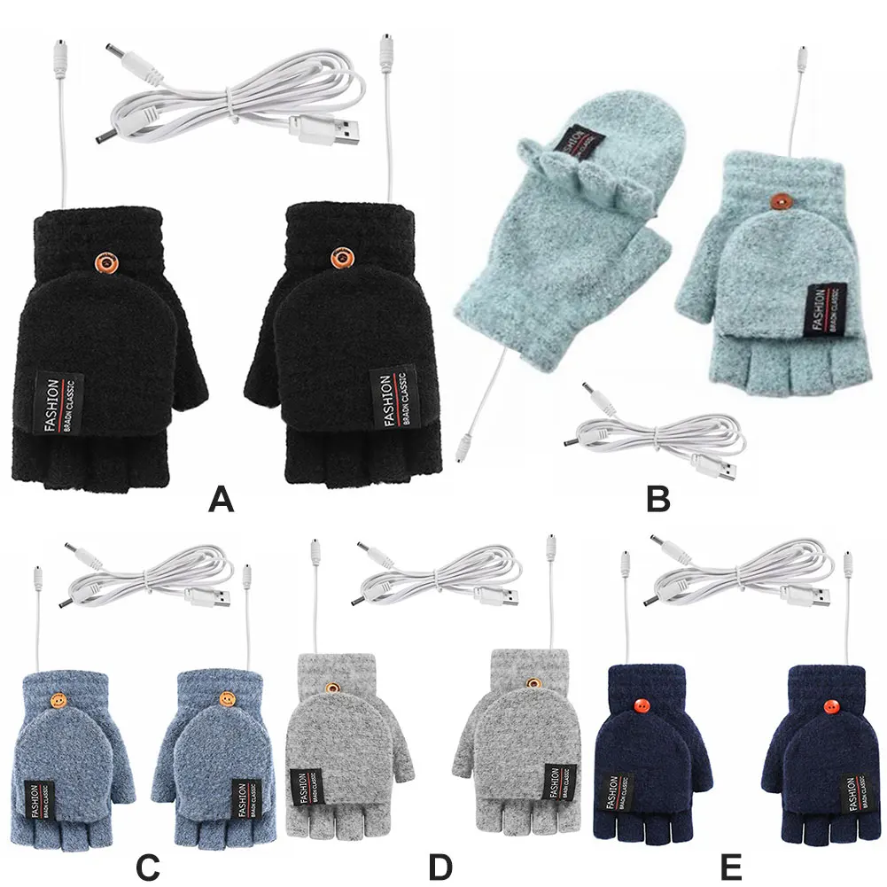 

Двусторонние перчатки с подогревом, моющиеся перезаряжаемые варежки, теплые полные теплые перчатки для половины пальцев, грелка для рук без пальцев для походов на открытом воздухе