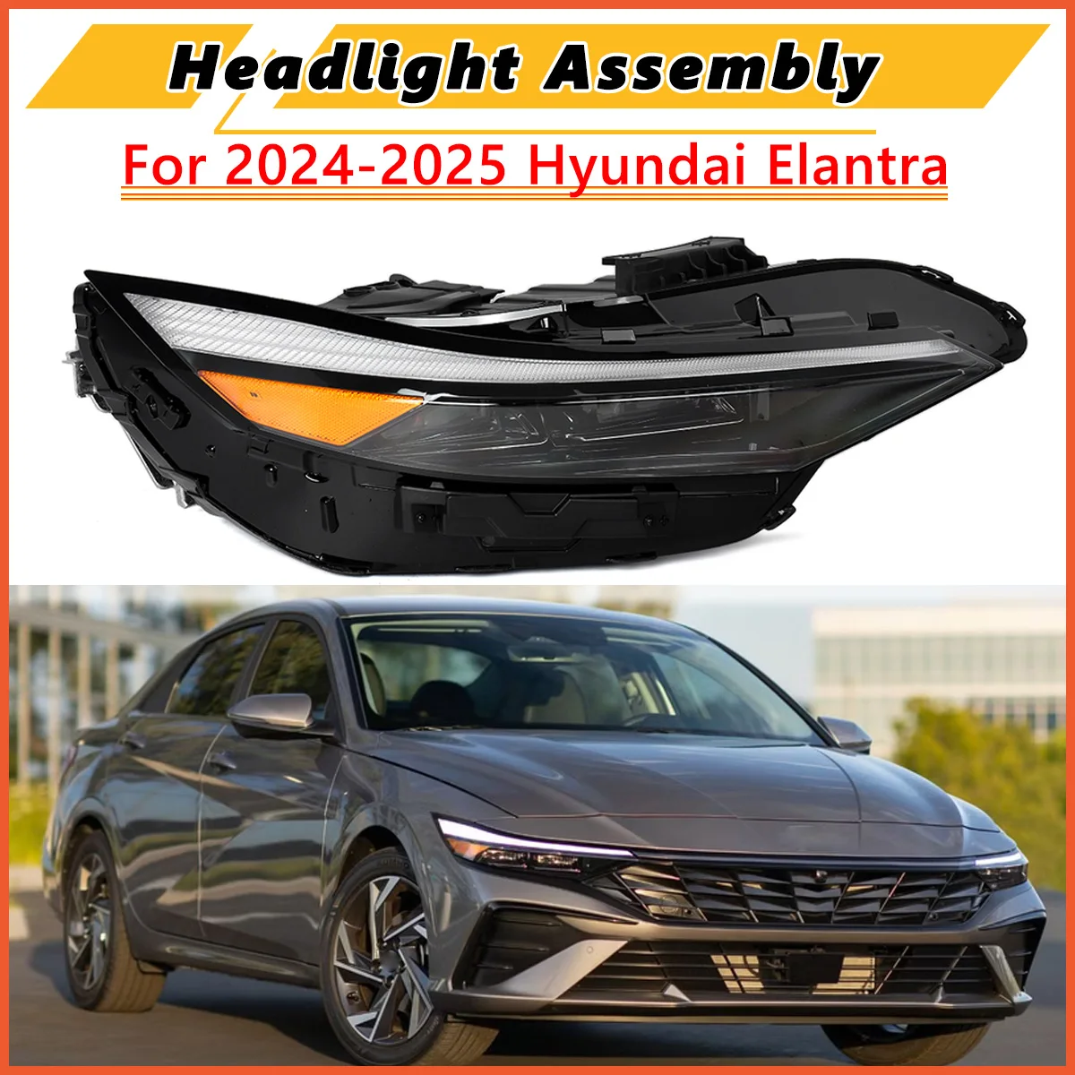 Headlight Assembly LED For Hyundai Elantra Sedan 4-Door 2024 2025 Left or Right Side Head Light Lamp Car DRL Direct Replacement