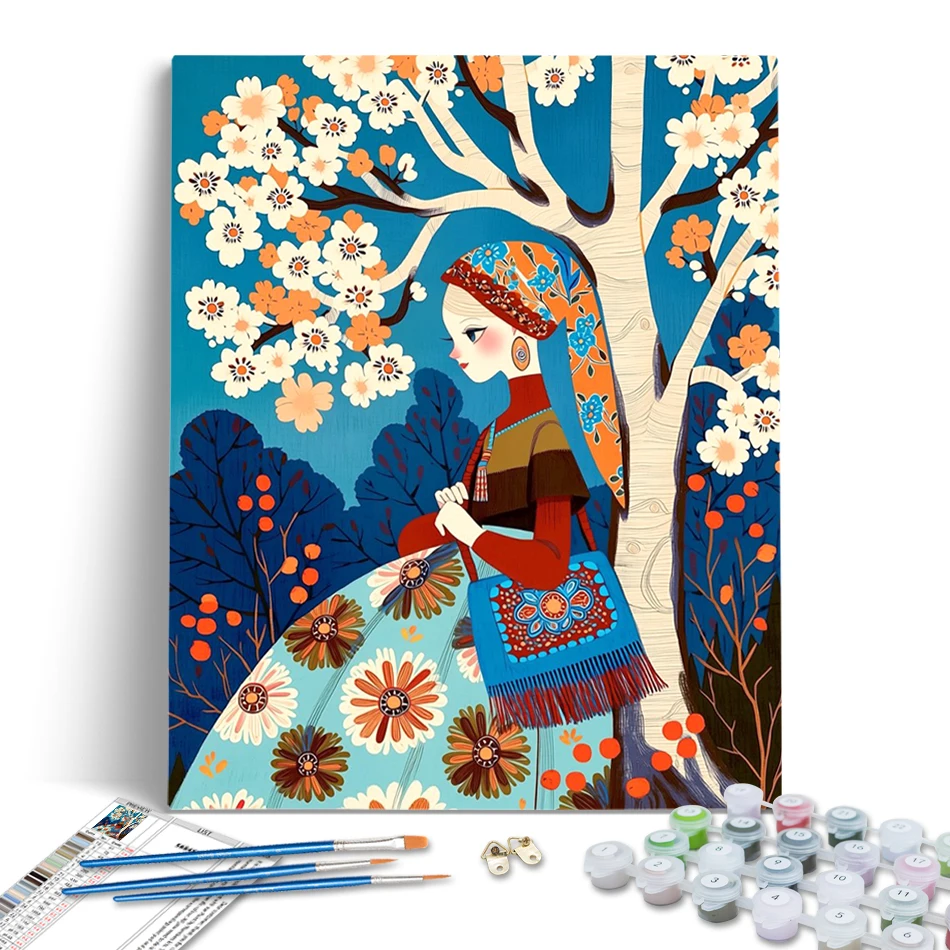 

RUOPOTY Diy Oil Painting By Numbers Abstract Art Flower Arrangement Tree Girl Cartoon Anime Creative Style Diy Crafts Room Decor