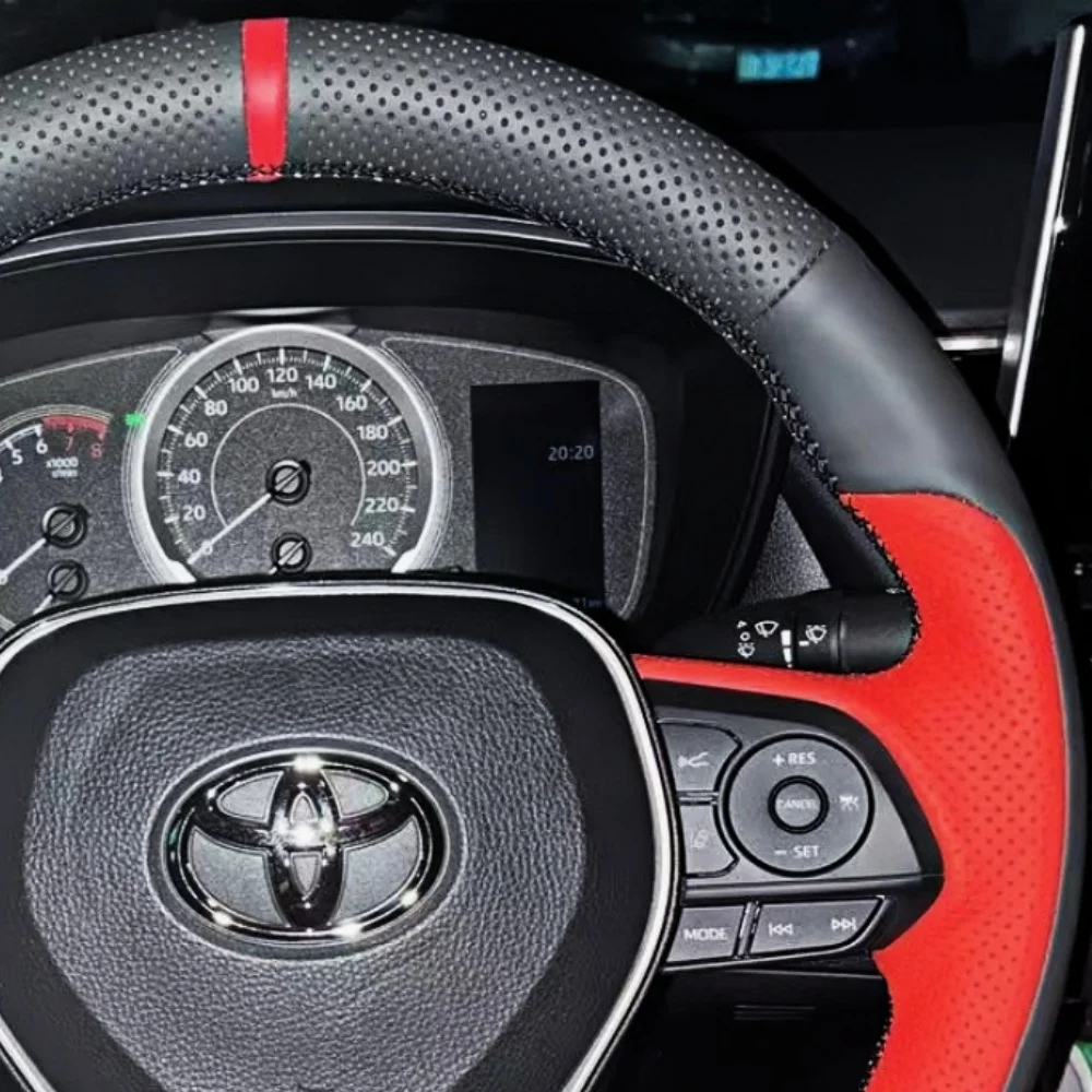 Custom Car Steering Wheel Cover Leather For Toyota Corlla Camry Yaris Auris C-HR RAV4 Avant Steering Wrap Auto Accessories