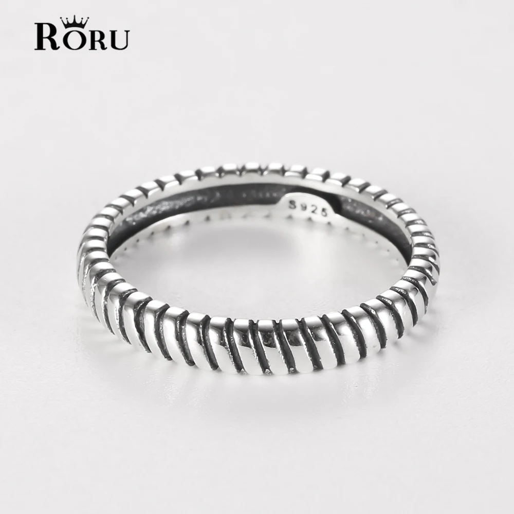 925 Sterling Silver Retro Thai Twill Finger Rings for Women Men Couple's Stack-able Engagement Party Jewelry Accessories