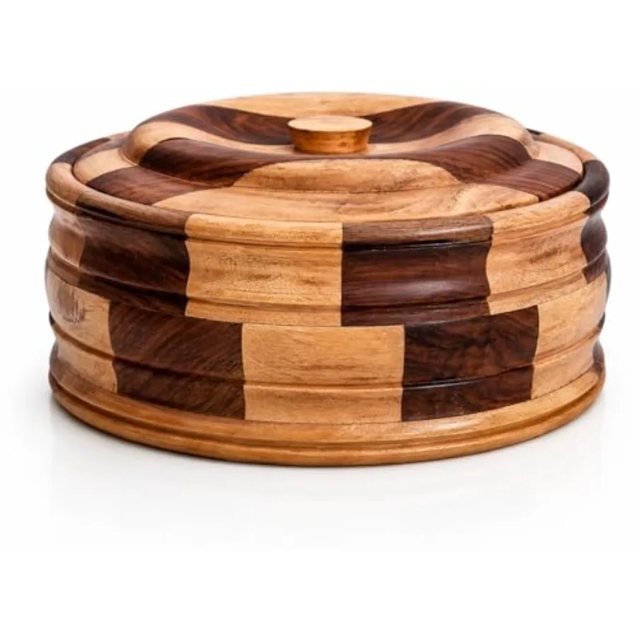 

Handcrafted Wooden Chapati Holder Indian Chapati Roti Bread Holder Box Pancake Keeper Serveware Hot Pot Casserole Dish With Lid