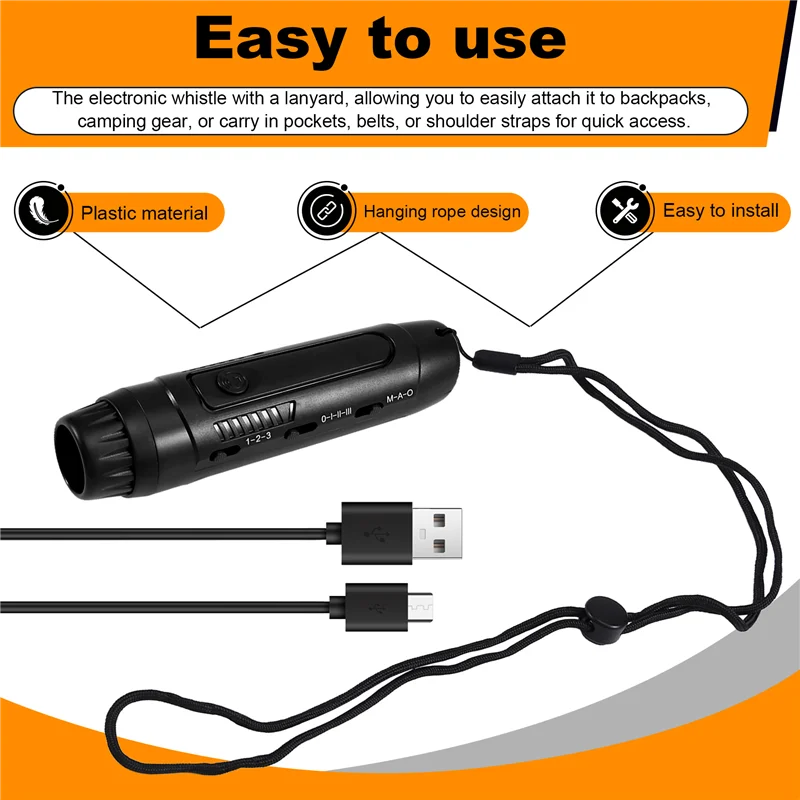 A73E-For Volleyball Soccer Sports Whistle- Reusable Electronic Handheld Whistle With Lanyard For Coaches, Referees, Teachers Bla