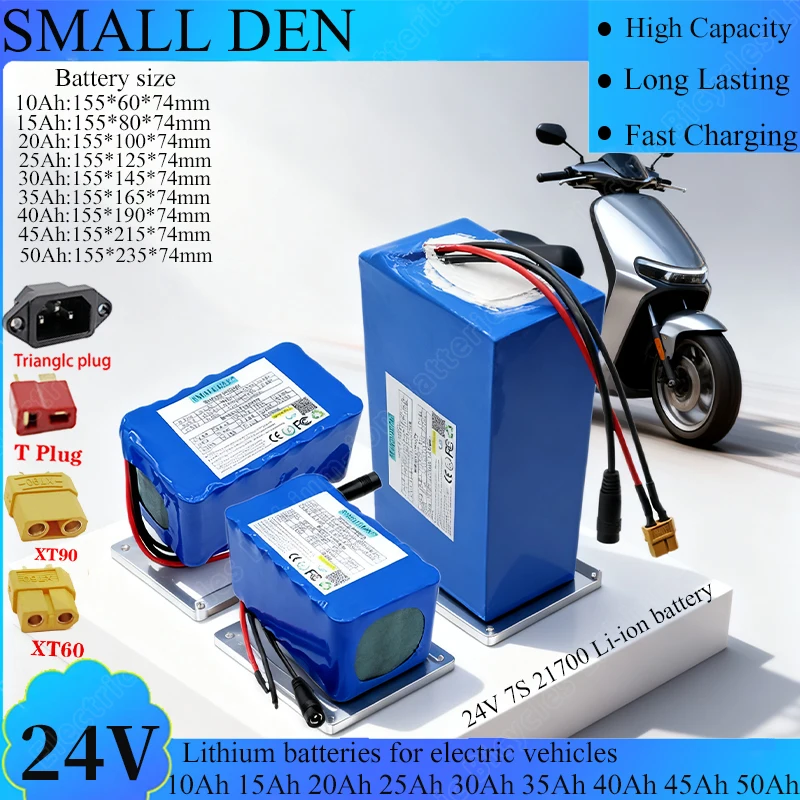 

24 В 10 Ач 15 Ач 20 Ач 25 Ач 35 Ач 40 А 45 А 50 А 21700 литиевый аккумулятор 1000 Вт с BMS для электроинструментов, скутеров, электрических мотоциклов