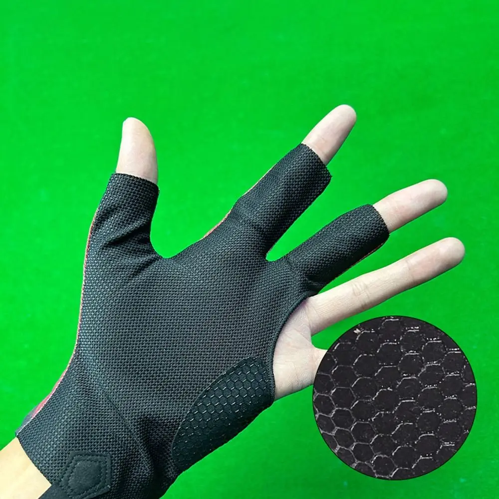 Left and Right Hand Billiards Glove Non Slip Breathable Three Fingers Glove Elastic Billiard Training Gloves Fitness Accessories