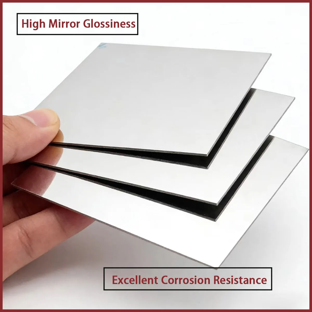 T 0.3-4mm 304 stainless steel plate single sided mirror effect DIY stainless steel plate film protection high reflectivity