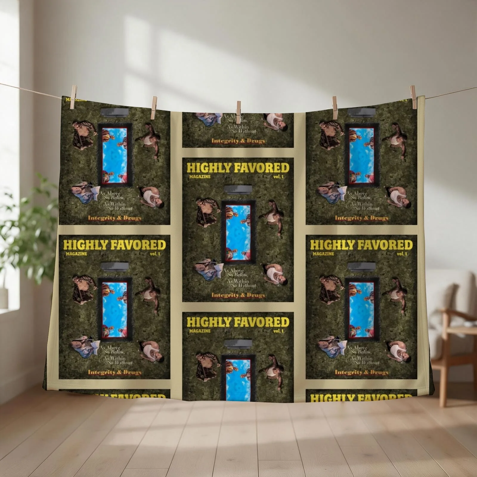 Highly Favored Magazine vol 1 Cover Art Throw Blanket Multi-Purpose Bed linens Decorative Sofas halloween Blankets