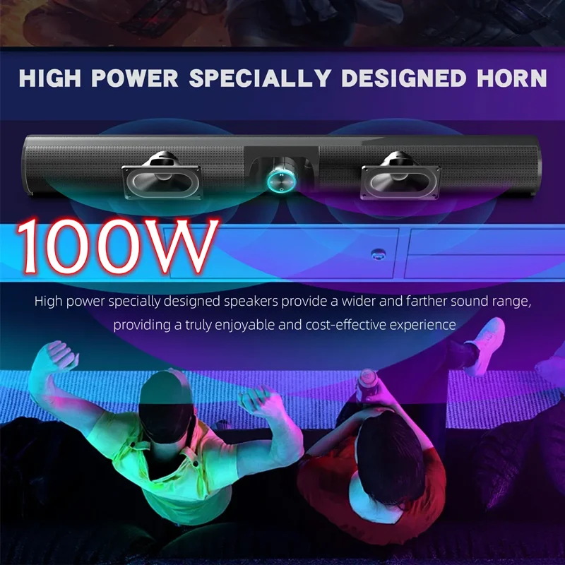 

BS-55 100 Вт звуковая панель для телевизора, беспроводные Bluetooth-колонки, портативный домашний кинотеатр, объемная бумбокс, FM-радиоприемники, поддерживает USB-коаксиальный AUX-IN