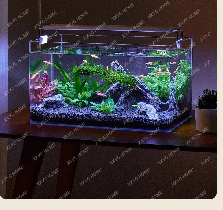 Glass Hot Curved Fish Tank Desktop Small Aquarium Living Room Aquatic Plants Landscape Fish Ecological Turtle Bare Tank