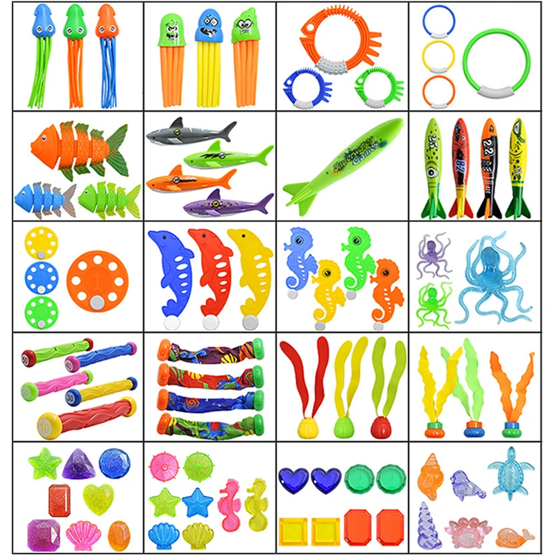 Juego de juguetes de buceo para niños, juguetes acuáticos de plástico, entrenamiento subacuático para niños, flotador de verano, accesorios para piscina, algas marinas Torpedo TMZ