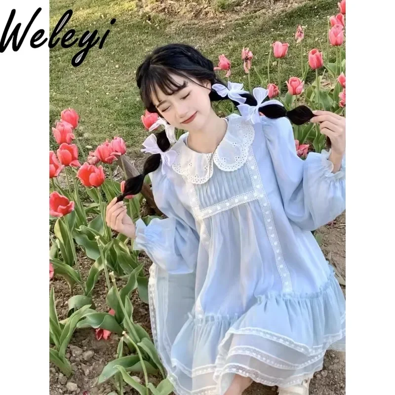 

Sweet Princess Pink Dresses Woman 2024 Spring and Summer Gentle Fairy LLong Sleeve Birthday Dresses for Women Little Sukienka