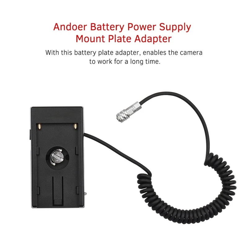 Cinema Camera BMPCC 4K Power Supply Mount Plate Adapter With Spring Cable For Sony NP-F970 F750 F550 Battery Black Plastic+Metal