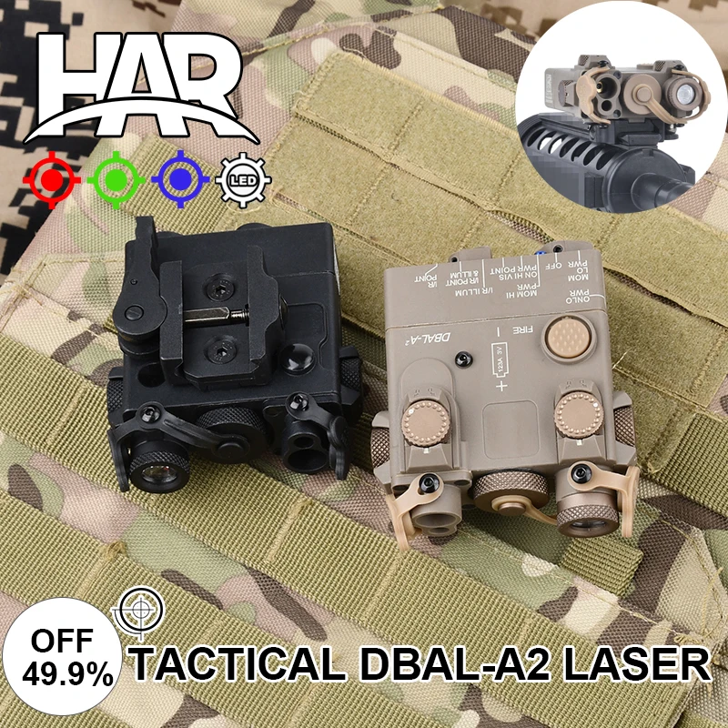 WADSN Tactical Full Metal DBAL-A2 Red Green Blue Dot Laser IR Aiming Sight Weapon Strobe LED Flashlight Rifle Hunting Weapon