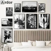 Black White Ballet Girl Canvas Painting Old Phonograph Camera Prints Boxing Gloves Poster Fashion Wall Art Pictures Home Decor