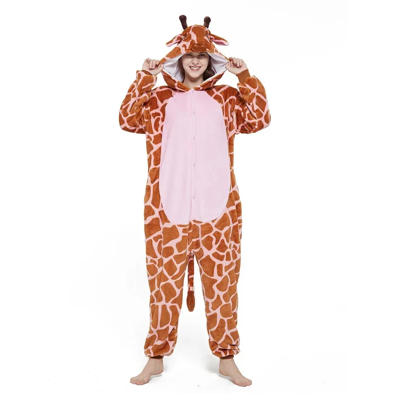 Kigurumi-Cosplay Set Voor Volwassenen, Giraffe Cartoon, Kikker, Kinderpyjama 'S, Winterkleren Voor Jongens En Meisjes