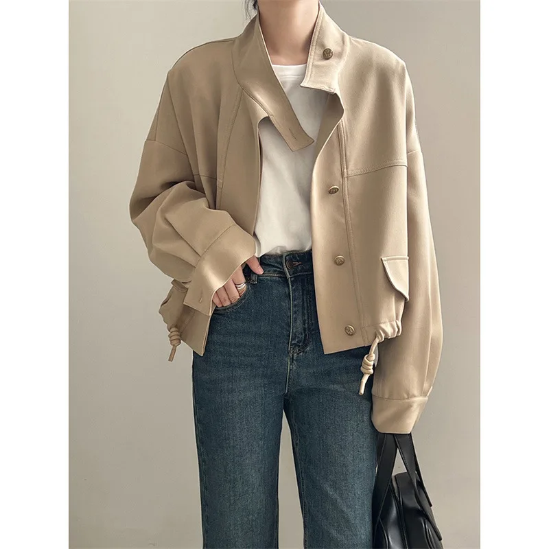 CGC Autunno Inverno Breve Bomber Giacca da Donna Casual Colletto con Risvolto Capispalla 2024 di Nuovo Modo monopetto Cappotti e Giubbotti