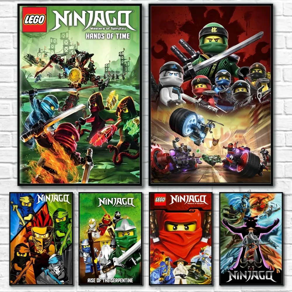 Cartoon N-NinJAGO Cool L-LEGO Poster Sticky Wall Art Printing Waterproof Home Living Bed Room Bar Aesthetic Decor