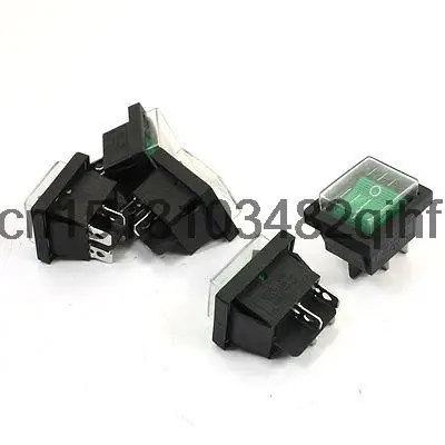 5 uds AC 125V/20A 250V/16A DPST 2 vías verde impermeable Snap In Rocker Boat