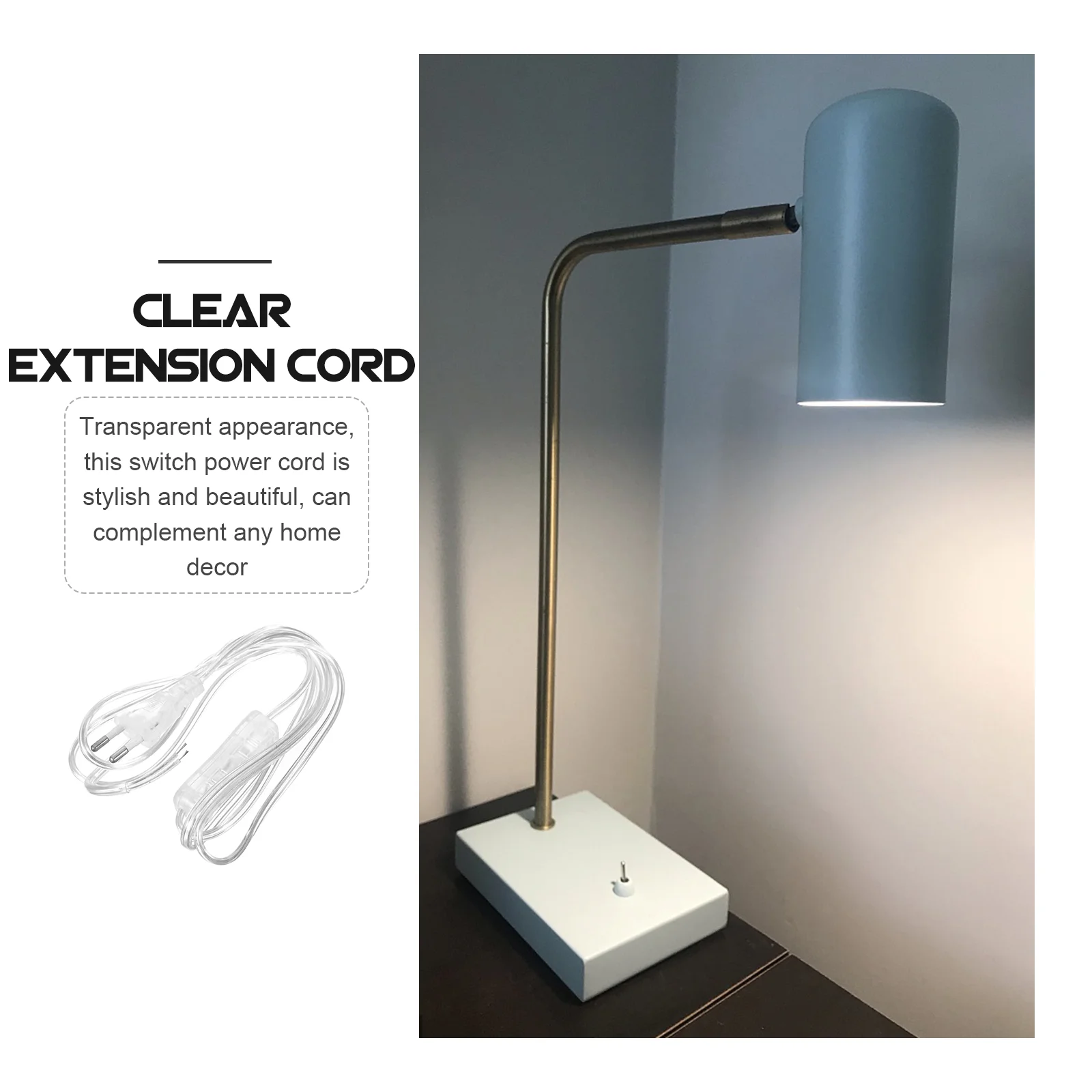 Extension Cord Transparent Lamp Pendant Light with Replacement Line Power Cable