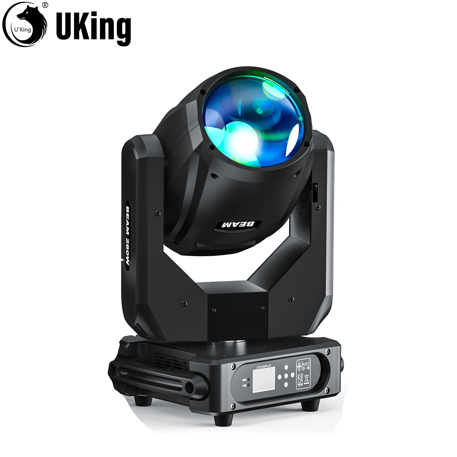 U'King 280W 10R faisceau lumière principale mobile 17Gobos + 14 couleurs + lumière blanche + effet arc-en-ciel lumière de scène DMX512 DJ lumière pour Bar KTV fête